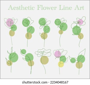 La línea de arte estético de hojas para el fondo o la decoración. Un simple diseño de vector plano.