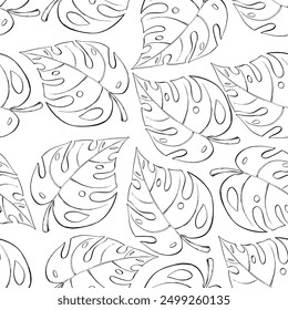 Aesthetic leaf pattern in black and white minimalist style