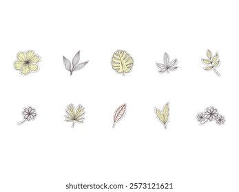 Aesthetic Leaf Sticker Element Set