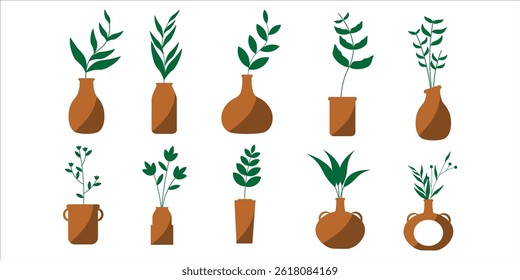 Jarrón de hoja estética colección de Vector