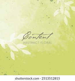 Fundo verde de aquarela folhosa estética. Design floral para post de mídia social, cartão de saudação, convite, beleza, cosméticos