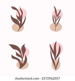 aesthetic leaves brown element vector
