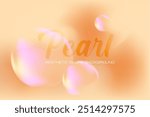 Aesthetic light beige glowing pearls or circle with blurred background. Caramel color wallpaper with copy space. Abstract smooth gradient product backdrop. Elegant dim light color presentation slide