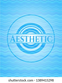 Aesthetic light blue water wave emblem background. Vector Illustration. Detailed.