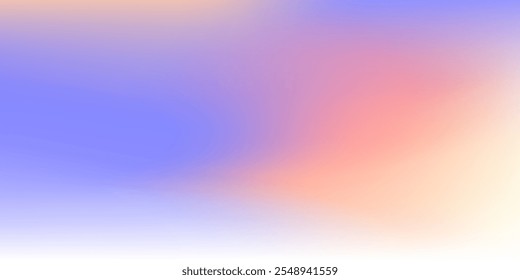 Fundo de gradiente estético do céu claro. Banner de vetor de cor azul violeta e rosa. Nuvens românticas de pastel de fuzz turvo. Padrão de gradiente do céu pastel. Fundo horizontal abstrato. Textura vetorial suave