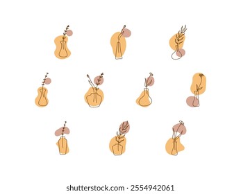 Aesthetic Line Art Vase Element Set