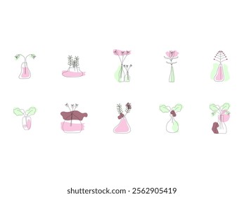 Aesthetic Line Art Vase Element