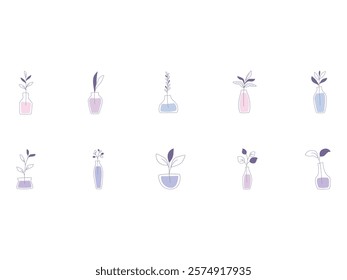 Aesthetic Line Art Vase Element Set