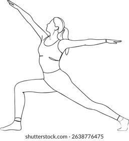Aesthetic line art for a woman in an elegant yoga pose. The simplicity of the strokes highlights the natural beauty and fluidity of movement, making the image versatile for use in logos, posters.