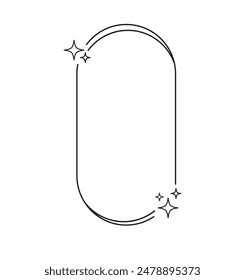 Aesthetic line frame with stars. line ornament y2k arch. Streetwear shape. geometric form. Vector illustration