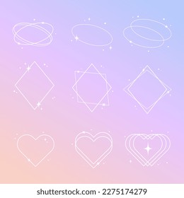 Aesthetic linear frame element, Y2k element, white frame on gradient background