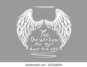 aesthetic majestic flamboyant artistic white angel wings and a meaningful text background style design