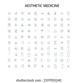 Aesthetic Medicine Icons, Signs, Outline Symbols, Concept Linear Illustration Line Collection