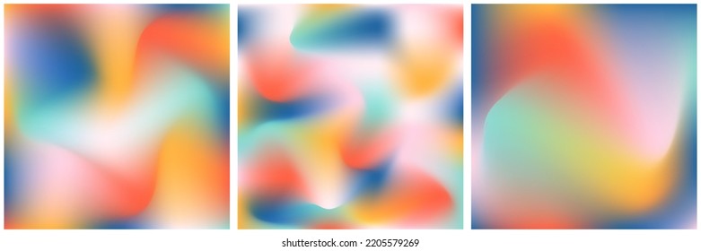 Aesthetic microblog carousel slides template for social media. Pages with mesh gradient pastel colors background. Trendy design with copy space for text. Vibrant blurred square template for social