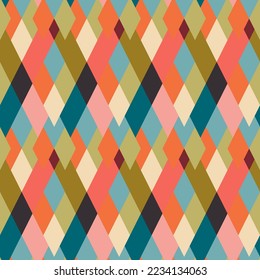 Aesthetic mid century printable seamless pattern with retro design. Decorative 50`s, 60's, 70's style Vintage modern background in minimalist mid century style for fabric, wallpaper or wrapping