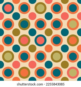 Aesthetic mid century printable seamless pattern with retro design. Decorative 50`s, 60's, 70's style Vintage modern background in minimalist mid century style for fabric, wallpaper or wrapping