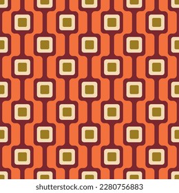 Aesthetic mid century printable seamless pattern with retro design. Decorative 50`s, 60's, 70's style Vintage modern background in minimalist mid century style for fabric, wallpaper or wrapping