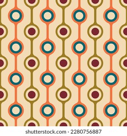 Aesthetic mid century printable seamless pattern with retro design. Decorative 50`s, 60's, 70's style Vintage modern background in minimalist mid century style for fabric, wallpaper or wrapping