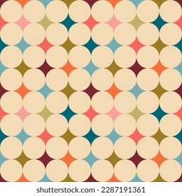 Aesthetic mid century printable seamless pattern with retro design. Decorative 50`s, 60's, 70's style Vintage modern background in minimalist mid century style for fabric, wallpaper or wrapping