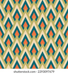 Aesthetic mid century printable seamless pattern with retro design. Decorative 50`s, 60's, 70's style Vintage modern background in minimalist mid century style for fabric, wallpaper or wrapping