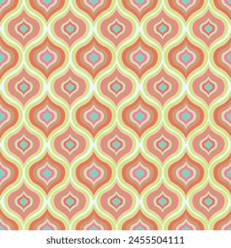 Aesthetic mid century printable seamless pattern with retro design. Decorative 50`s, 60's, 70's style Vintage modern background in minimalist mid century style for fabric