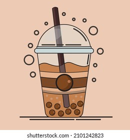 Aesthetic Milk Tea Boba Illustration