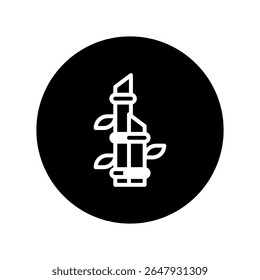 Aesthetic minimalist bamboo stalk illustration on a black background creating a striking visual representation of nature