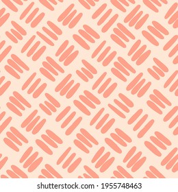 Aesthetic minimalist boho seamless pattern with hand drawn dashes and dots in mid century style in an earthy palette. Modern abstract background with trendy design for wallpaper, wrapping paper.