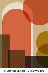 Aesthetic minimalist geometric elements interior poster Abstract mid century 2d vector illustration.