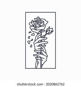 Aesthetic, Minimalist Hands And Roses Line Art T-shirt, Poster, Tattoo Design Illustration