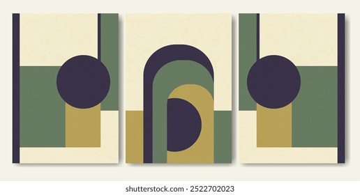 Conjunto de ilustração de cartaz de design interior estético minimalista. Porta e arcos arquitetura coleção de arte