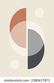Aesthetic minimalist print with cut elements in modern style. Boho home decor of circles