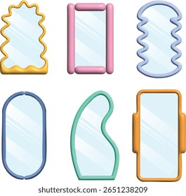 Espejos estéticos en estilos planos y tridimensionales, disponibles en varios modelos y colores