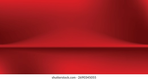 Estética moderna sala de estudio roja vacía, utilizada como fondo para mostrar sus productos