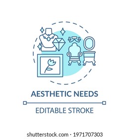Aesthetic need turquoise concept icon. Appreciation for beauty. Desire for balance and harmony. Self development idea thin line illustration. Vector isolated outline RGB color drawing. Editable stroke