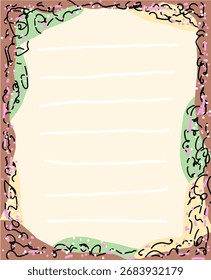 Papel de nota estético con borde decorativo