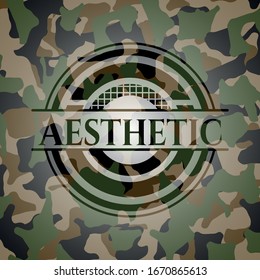 Aesthetic on camo texture. Vector Illustration. Detailed.