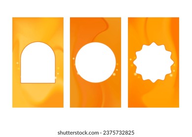 Aesthetic orange gradient stories social media templates, orange yellow background. Romantic style template for social media.