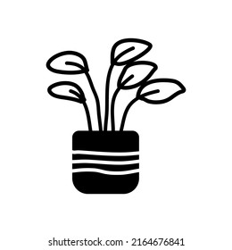 Aesthetic Ornamental plant and pot vector icon