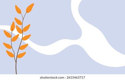 Aesthetic pastel purple blue abstract irregular modern liquid background. leaf orange color block for business presentation, flyer, poster, print, decoration, card, brochure cover, wallpaper.
