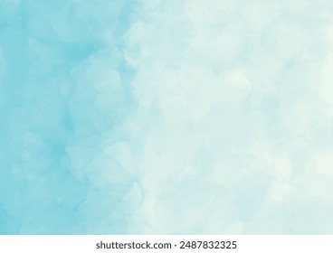 Aesthetic pastel soft blue aquarelle ink watercolor brush paint digital banner background images winter. Clouds sky blue blooming fresh wallpaper acrylic paint. Abstract cyan watercolour frame white 