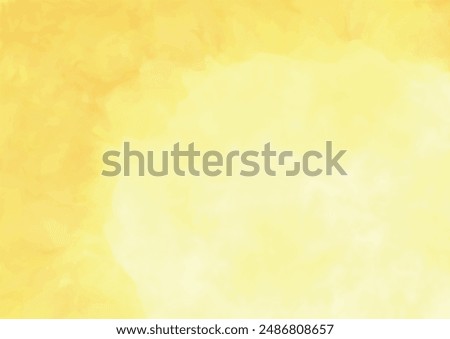 Aesthetic pastel soft yellow wallpapers. Banner golden watercolor painted grunge texture empty background with white clouds border for poster, brochure or flyer. Abstract smooth gold color splash