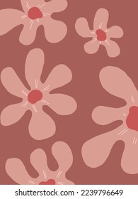 Aesthetic Pink flowers patterns on dark pink background vector, illustrations for wallpaper, templates, phone case pillow designs, art prints, etc