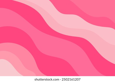 Aesthetic pink shades backdrop, wavy texture. Abstract pink waves background. Groovy stripes pattern with gradient texture. Nature curvy landscape with lights, shadows.