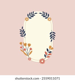 aesthetic pink women boho flower title text banner frame element.