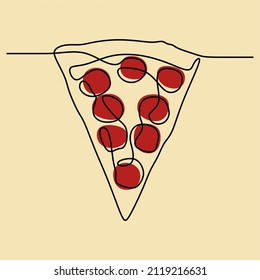 aesthetic pizza oneline continuous single line art editable handdrawn