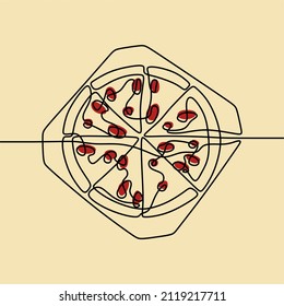 pizza estética oneline línea continua de línea única arte editable a mano