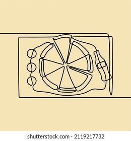 aesthetic pizza oneline continuous single line art editable handdrawn