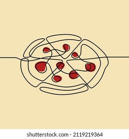 pizza estética oneline línea continua de línea única arte editable a mano