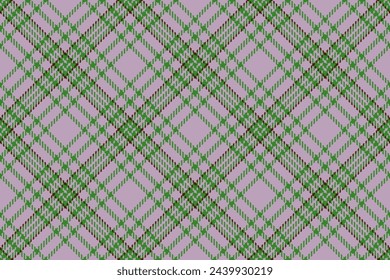 Aesthetic plaid textile texture, identity seamless pattern tartan. Carpet vector background fabric check in pastel and green colors.